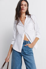 Springfield Oxford NECKLINE V cotton shirt white