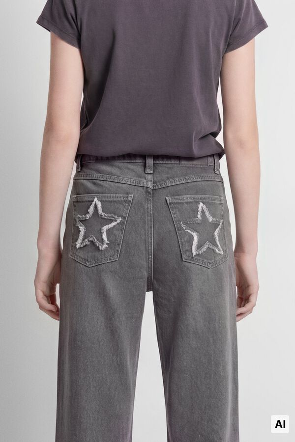 Springfield Kids Girls' basic denim wide leg trousers grey