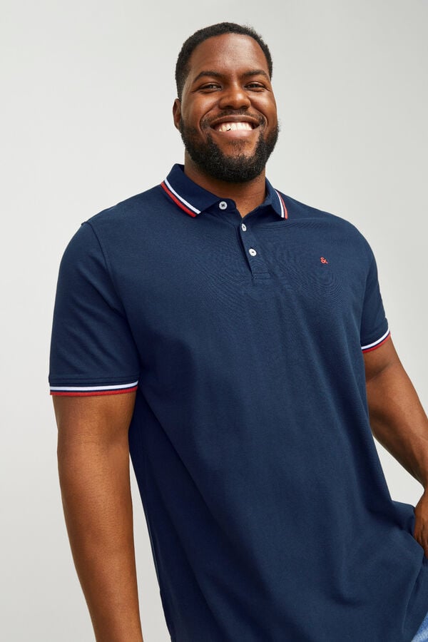 Jack & Jones PLUS Polo b&aacute;sico manga curta azul