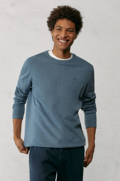 Springfield Essential jumper with elbow patches steel blue