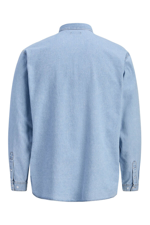 JJ REBEL Camisa de algod&atilde;o de manga comprida relaxed azul