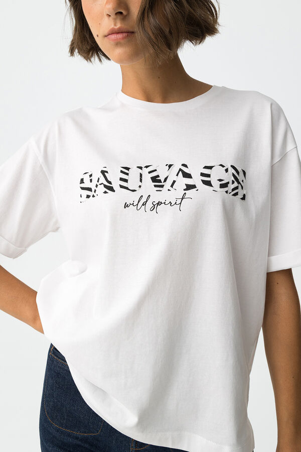 Tiffosi T-shirt descontra&iacute;da com estampado de zebra branco