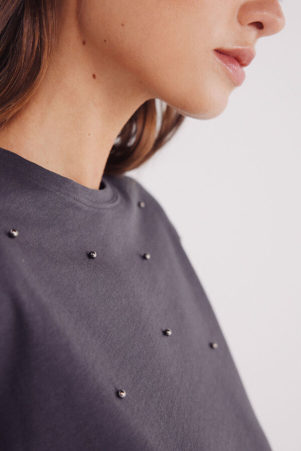 Springfield Majica sa biserima sa prednje strane Crna