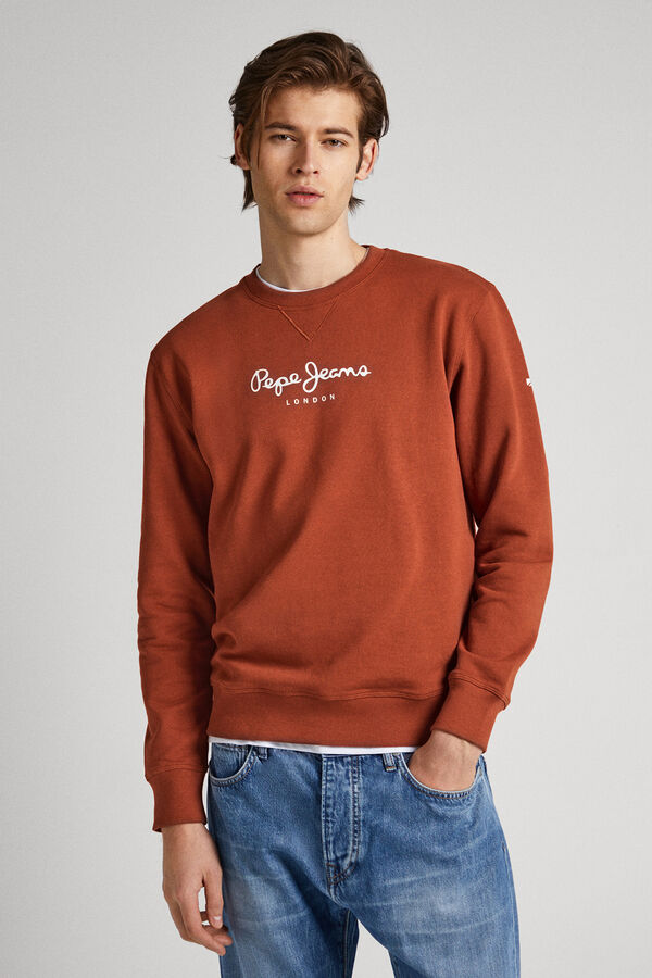 Springfield Printed cotton sweatshirt with logo brun