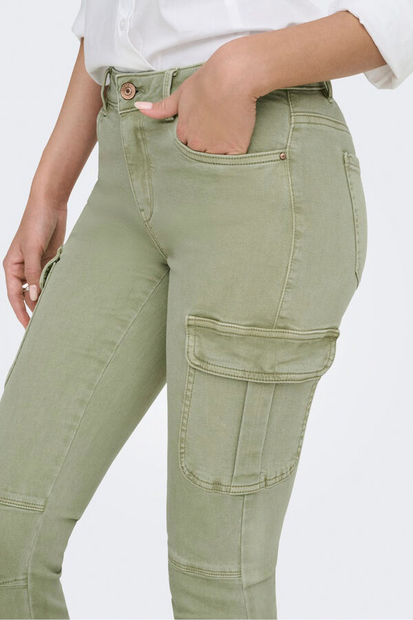 Only Cargo slim fit trousers green