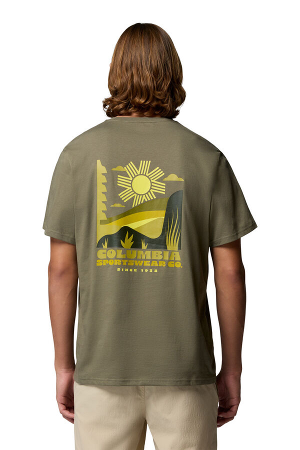 Columbia T-Shirt mit Natur-R&uuml;ckenprint Naturwei&szlig;