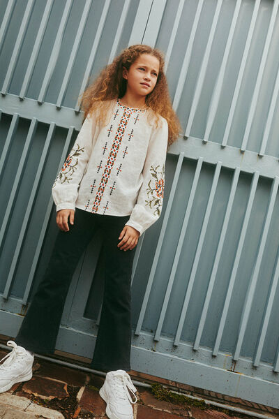 Springfield Girl's long sleeve embroidered blouse white