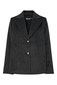 Pieces Kurzer Stoffmantel mit Blumenkn&ouml;pfen