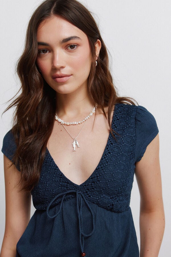 Springfield Short sleeve T-shirt with bow blue