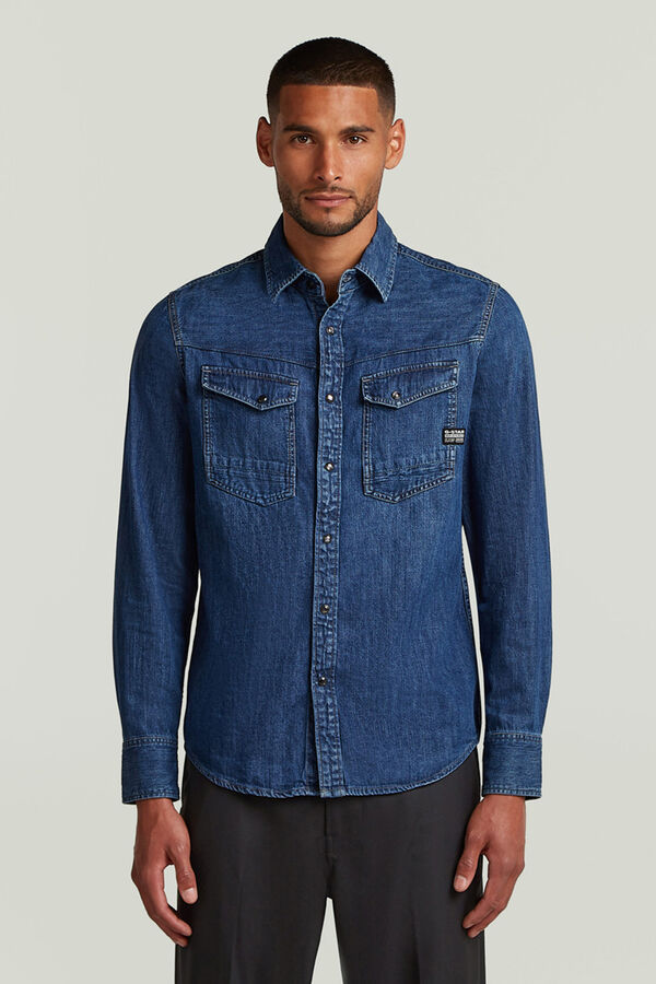 G-STAR Camisa vaquera de manga larga y corte ajustado azul