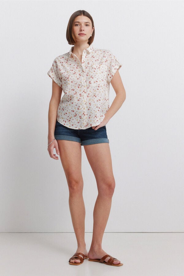 Springfield Cotton short sleeve shirt beige