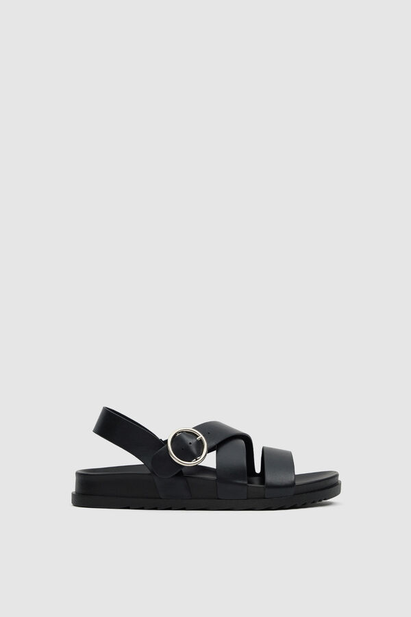 Inside Flat sandal with crossed straps black