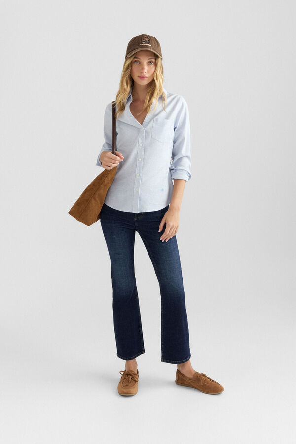 Springfield Camisa oxford semiaberta azul