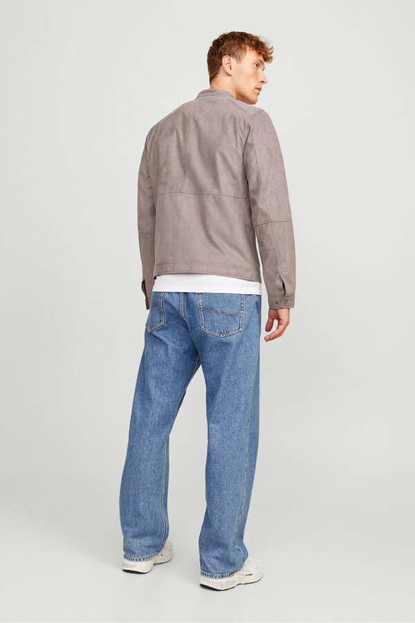 Jack & Jones Cazadora biker antelina gris