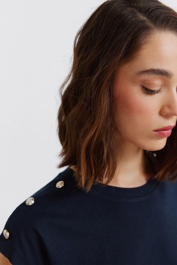 Springfield Short sleeve button T-shirt blue