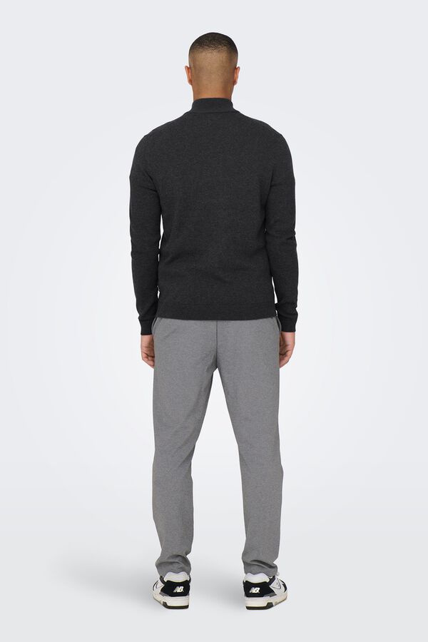 Only & Sons High neck zip-up jumper blue