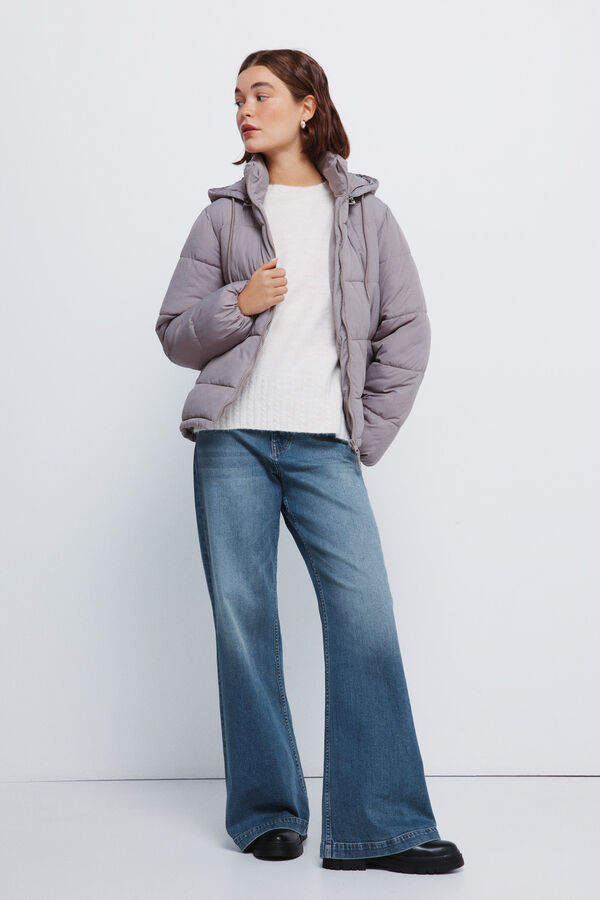 Springfield Puffer jacket with recycled polyester hood beige