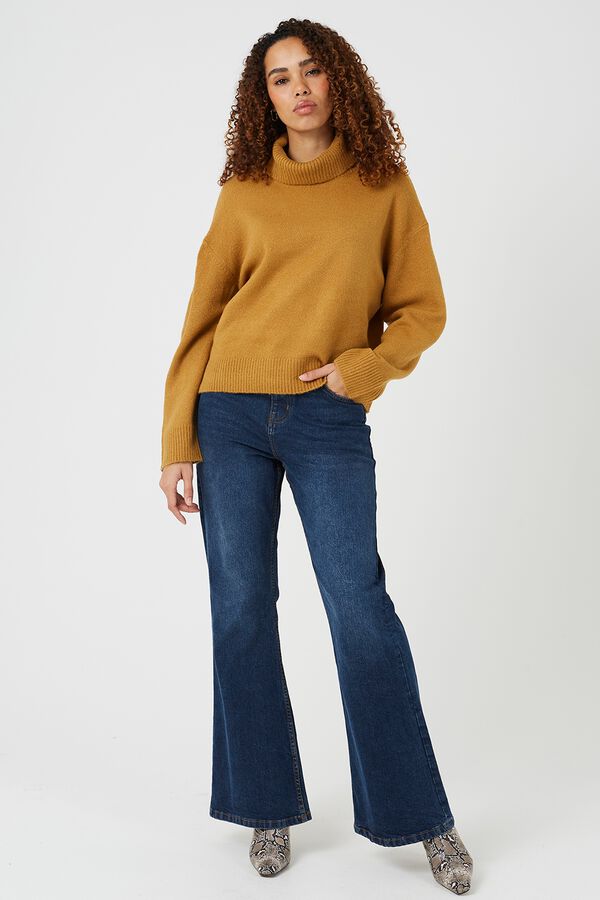 Brave Soul Jersey cuello alto vuelto amarillo