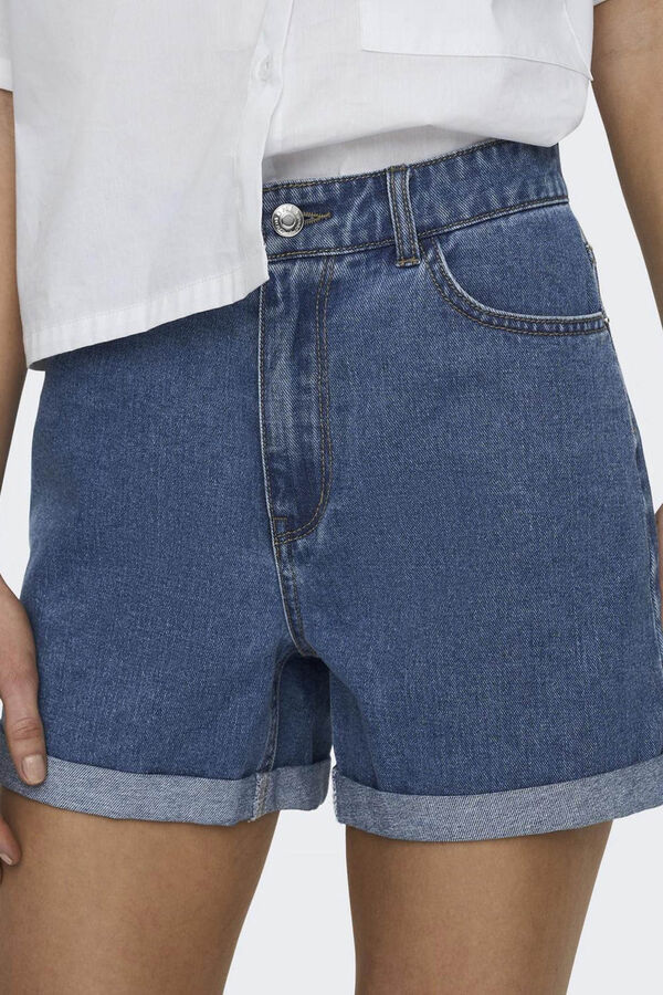 Springfield Denim-Shorts hoher Bund Risse Blau
