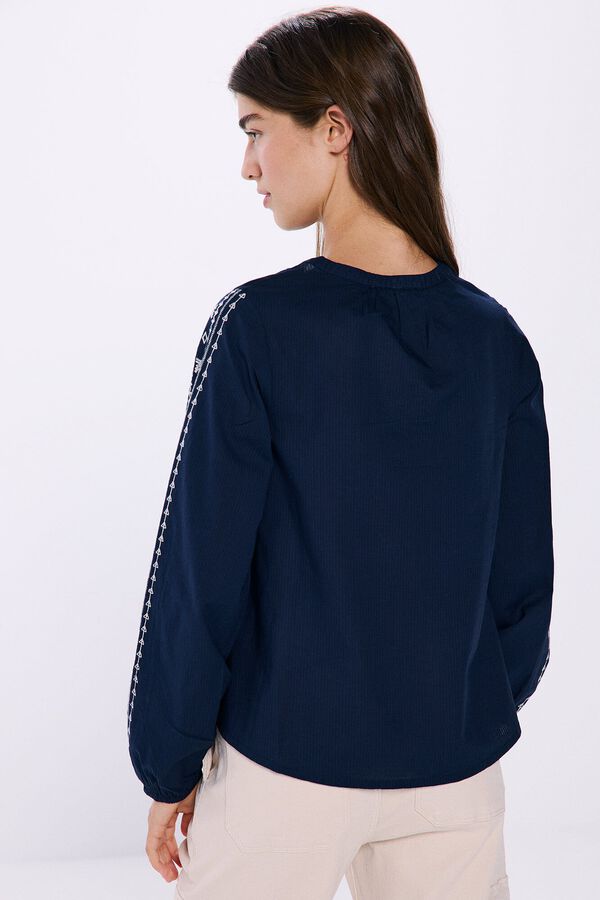 Springfield Boho embroidered borders blouse blue