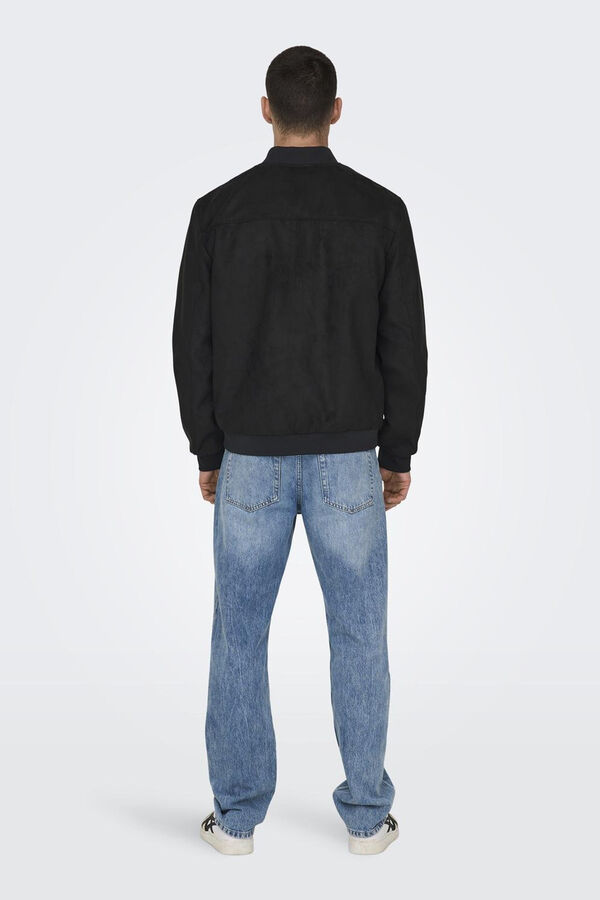 Only & Sons Men's suede bomber jacket black