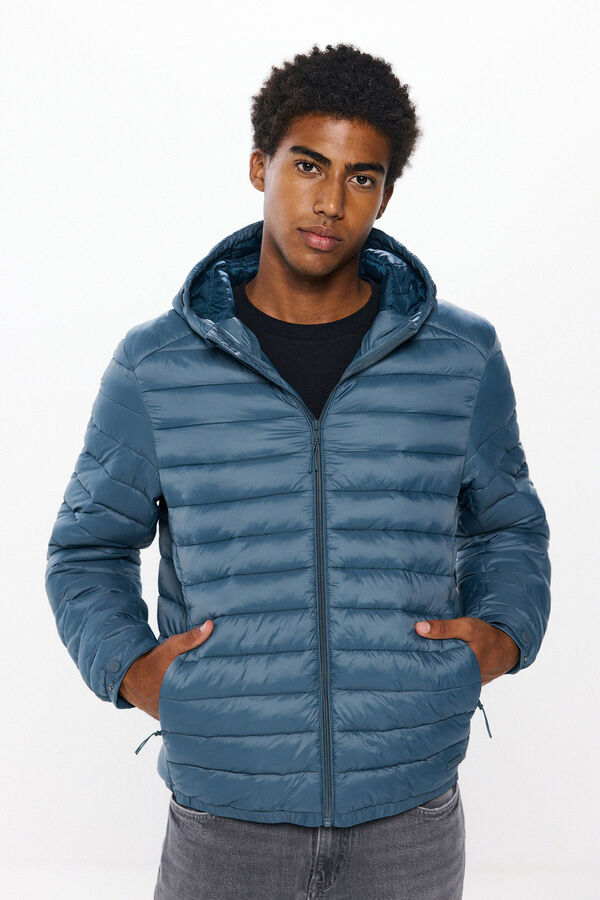 Springfield Quilted hooded jacket acqua