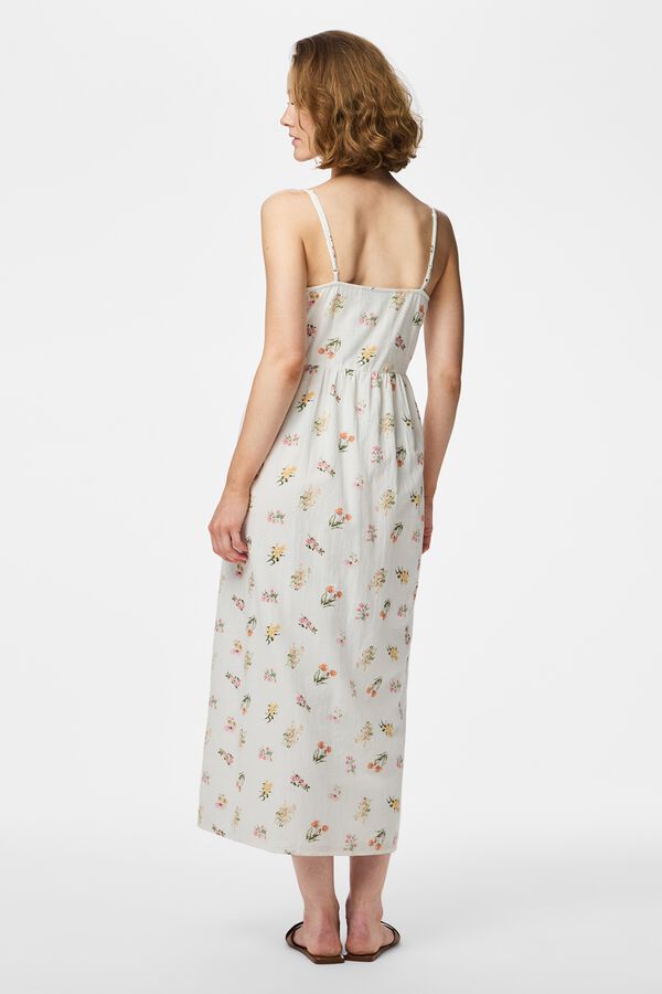 Pieces Vestido largo de tirantes estampado blanco