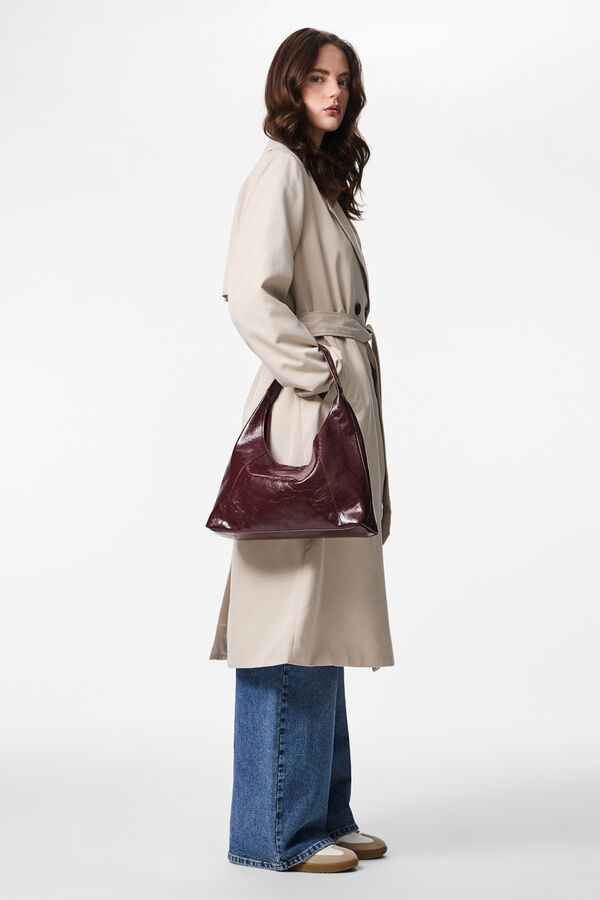 Pieces Long trench coat with belt grey