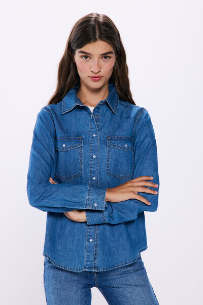 Springfield Camisa vaquera azul medio