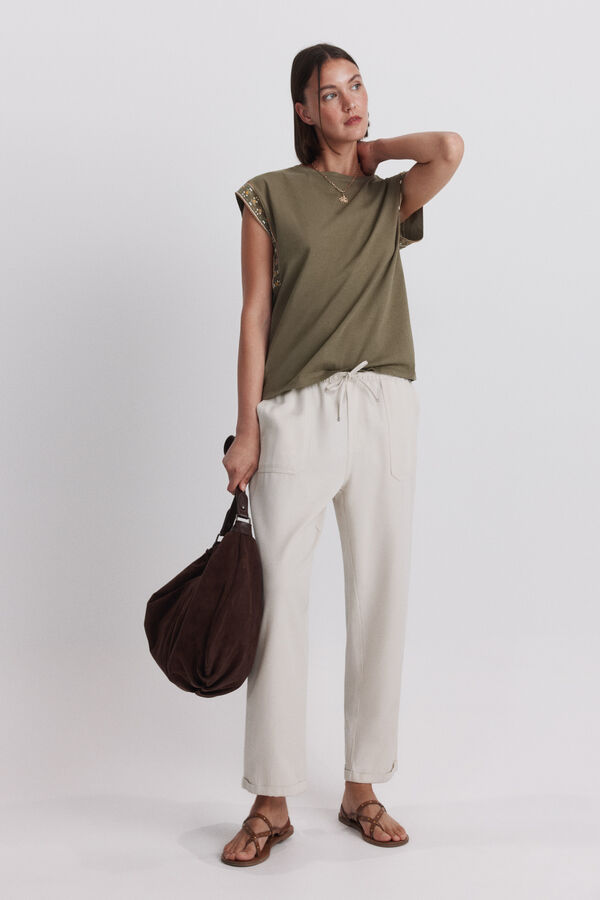 Springfield T-shirt with print beige