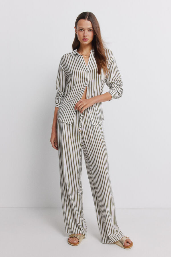 Springfield Striped long sleeve shirt beige