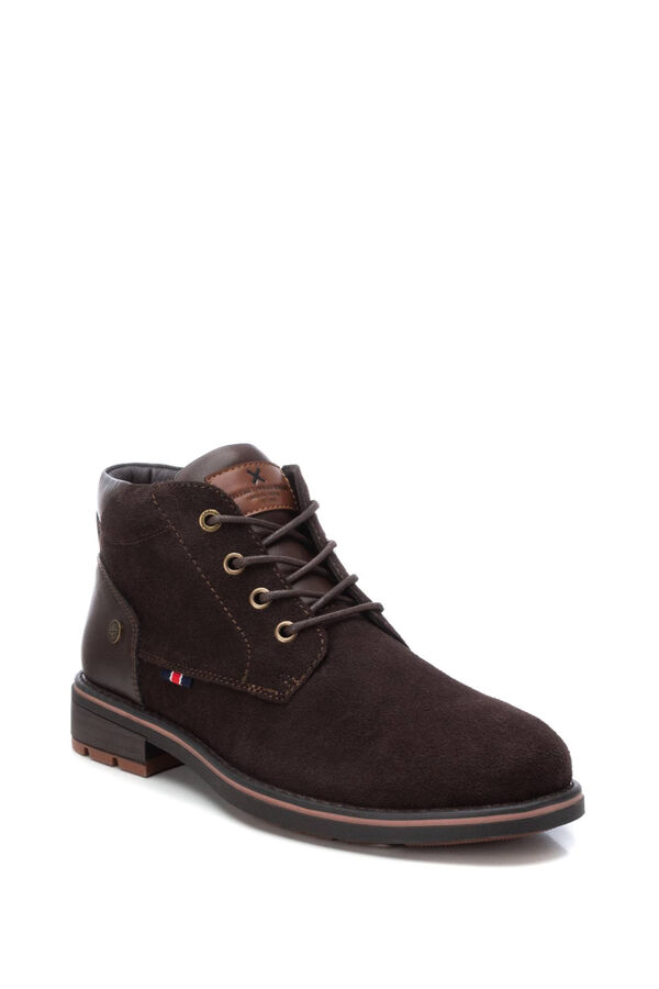 XTI Split leather ankle boot with zip fastening brown