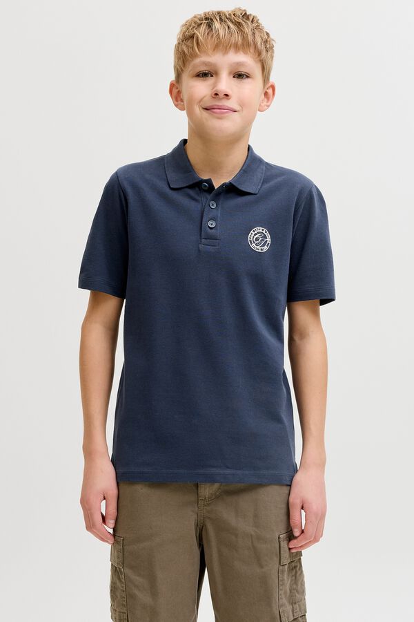Jack & Jones Junior Plain cotton regular fit polo shirt blue