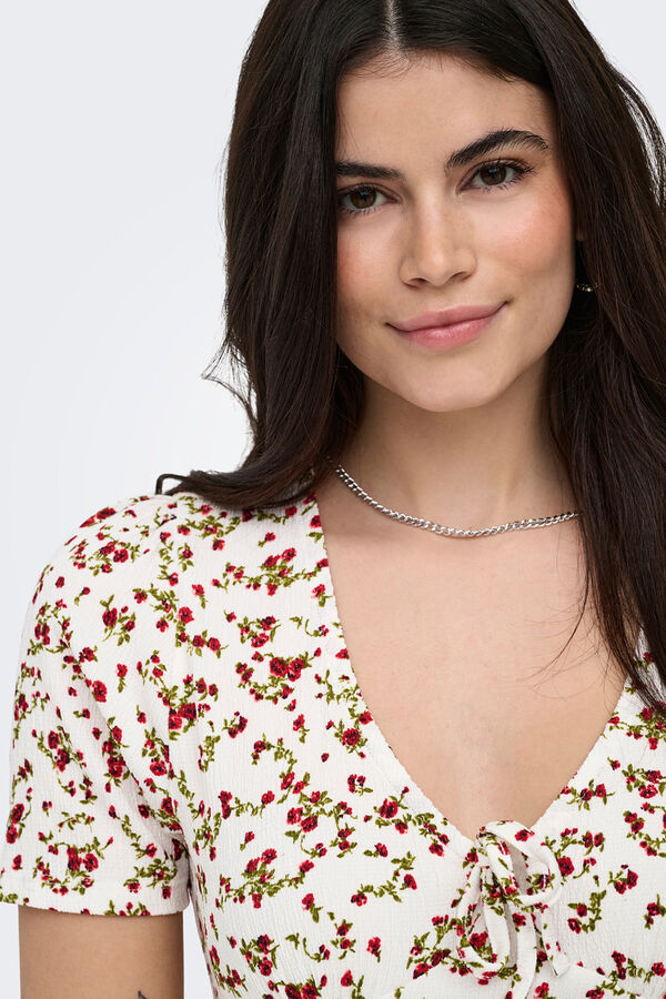 Only Vestido corto estampado floral blanco