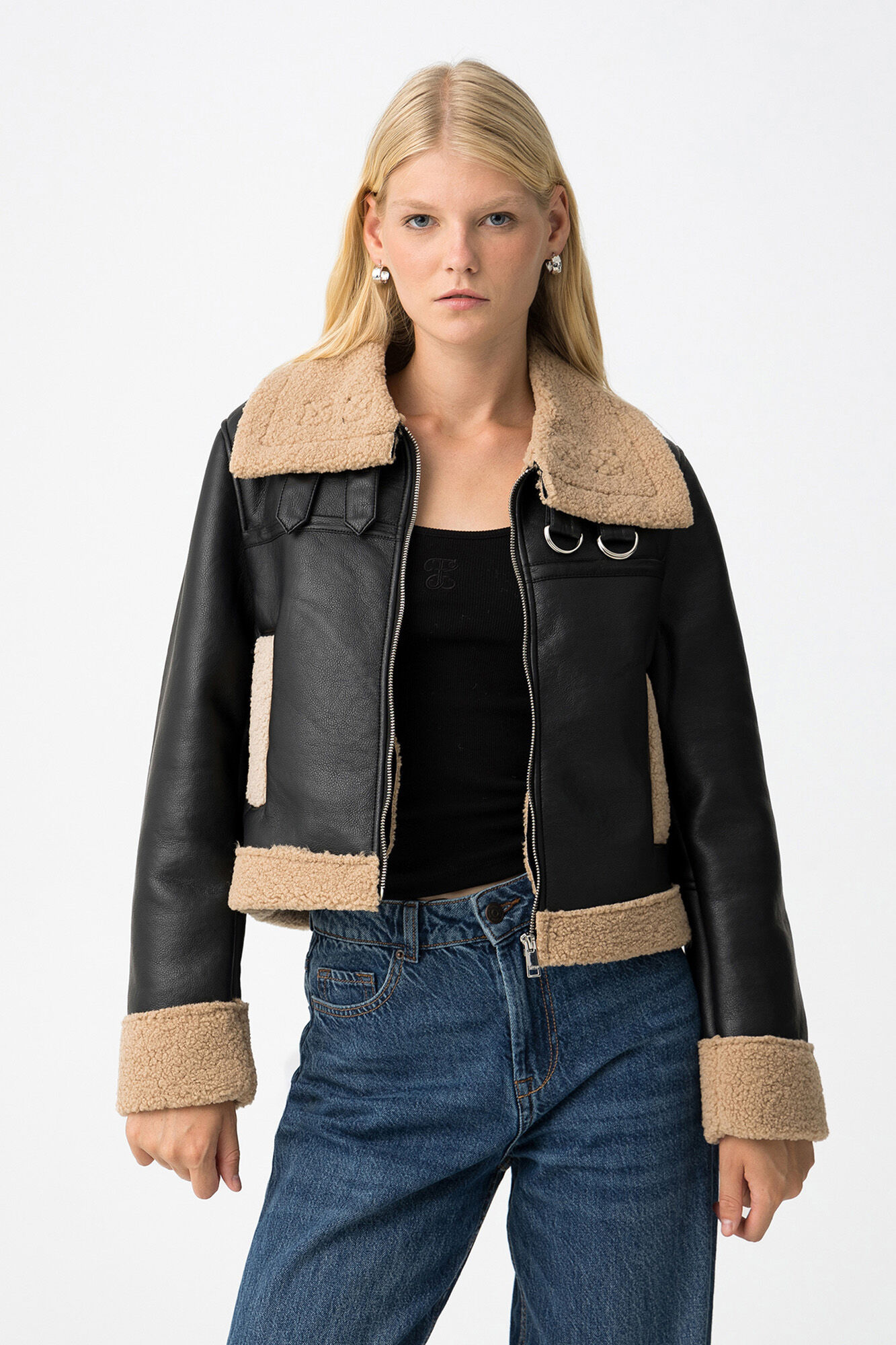 Tiffosi Abrigo con Efecto Piel Combinado