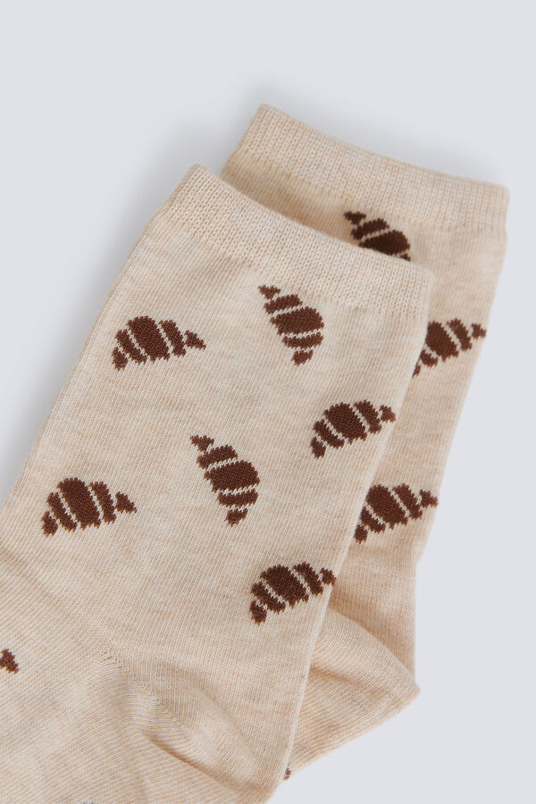 Springfield Dugačke čarape sa kroasanima Braon