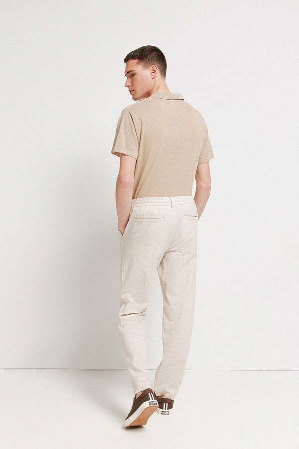 Springfield Pantalon chino comfort fit en lin gris