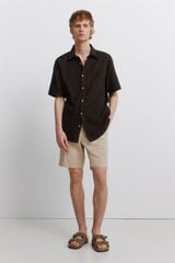 Springfield Bermuda en lin &agrave; rayures comfort slim fit gris