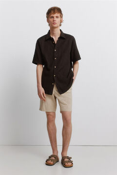 Springfield Bermudas de linho &agrave;s riscas comfort slim fit