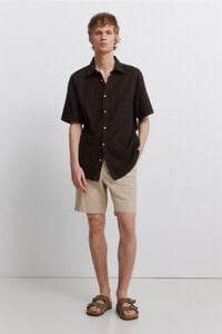 Springfield Striped linen comfort slim fit Bermuda shorts