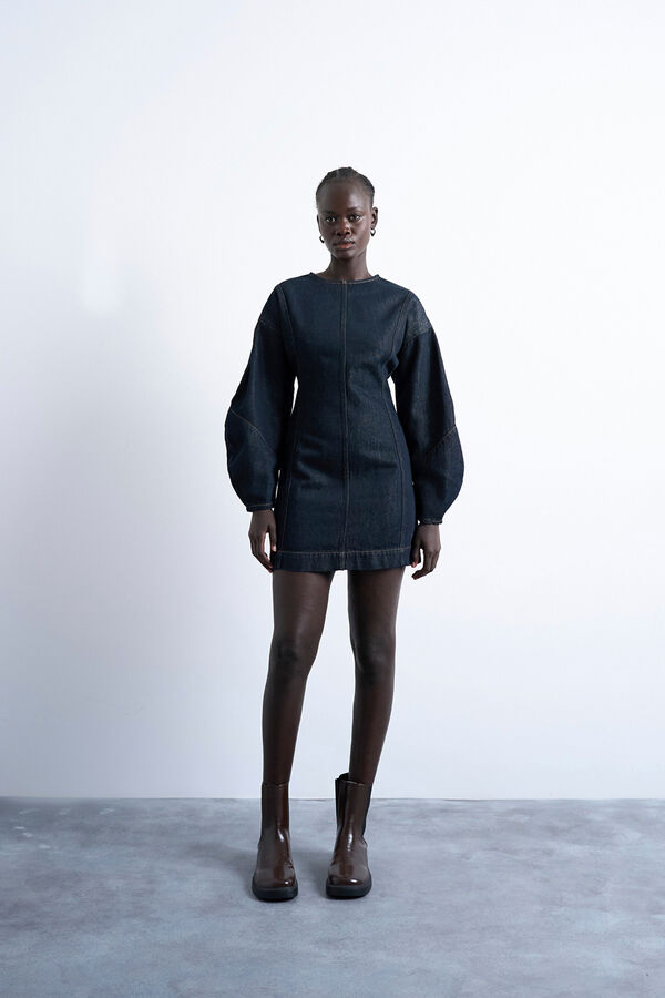 Topshop Denim mini dress in cotton and lyocell Plava