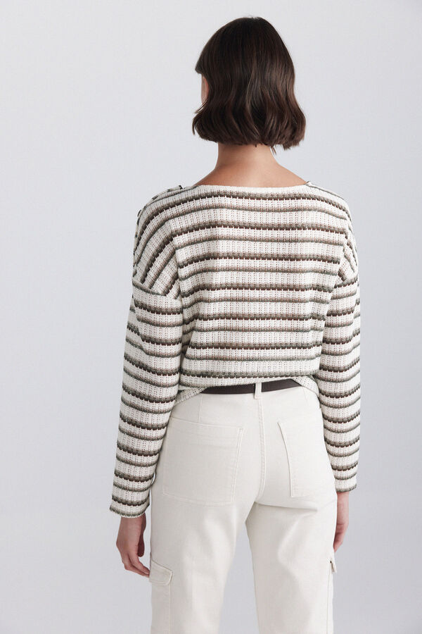 Springfield Striped shoulder buttons jumper printed