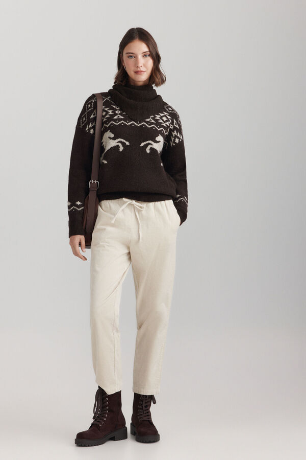 Springfield Jacquard horse jumper brown