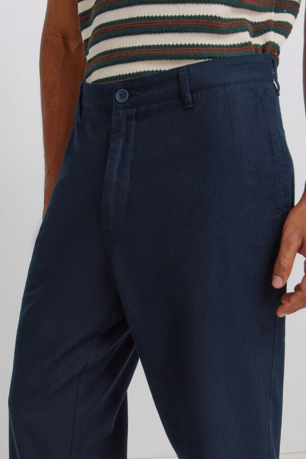 Springfield Cotton straight fit trousers blue