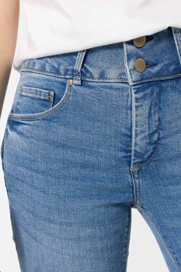 Springfield Double-up Slim High-Rise Jeans kék