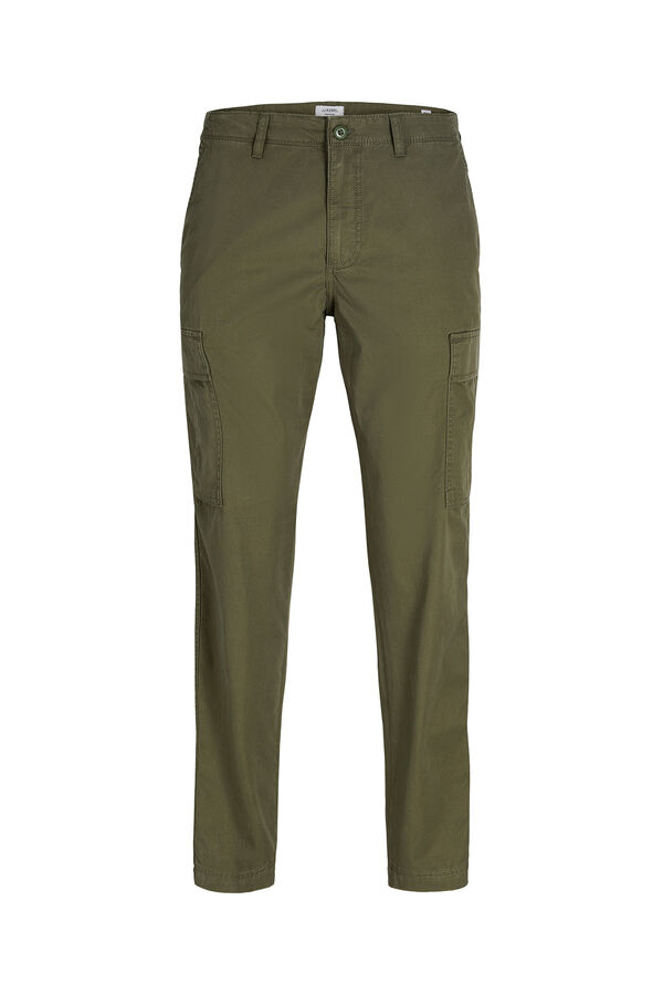 JJ REBEL Pantal&oacute;n cargo algod&oacute;n tiro medio verde