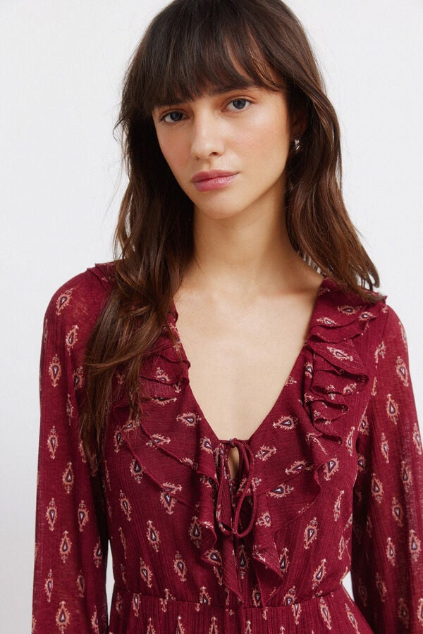 Springfield Print ruffle short dress printed