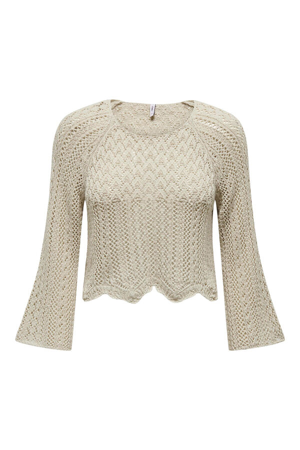Springfield Openwork jersey-knit cropped jumper gray