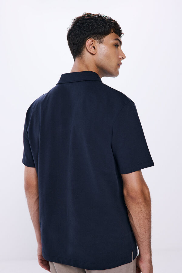 Springfield regular fit piqué polo shirt blue