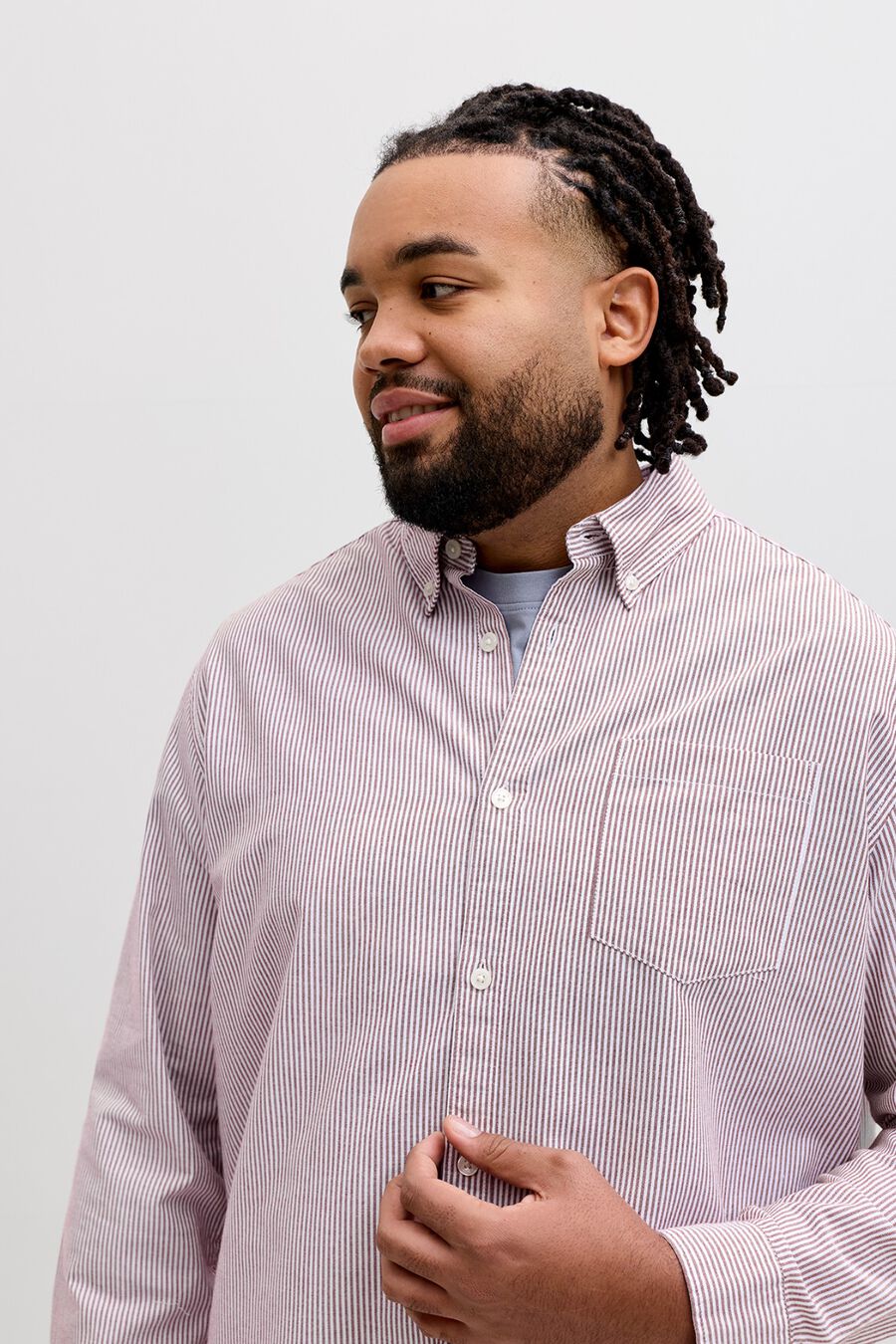 Camisa Oxford estampada manga larga